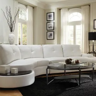 Talia Sectional Contemporary Style White Bonded Leather