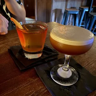 Old Fashion (left) &amp; Espresso Martini (right)