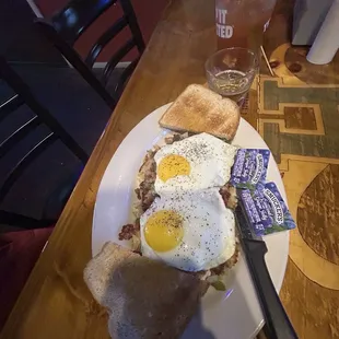 Shack Hash with a bloody Mary $21 delicious