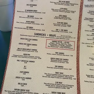 menu