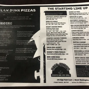 Back of menu