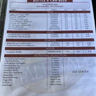 a menu for a restaurant