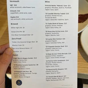 Drink menu on grand opening (4/1/24)