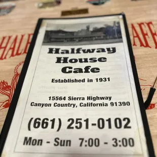 menu