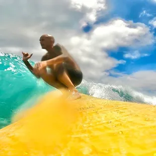 Surfing in the summer during a small swell in Waikiki.