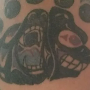 This is a small tattoo that needs line work maybe a couple centimeters of ink on the tongue in blk and eye in blk