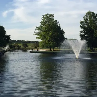 One of three fountains in the lake