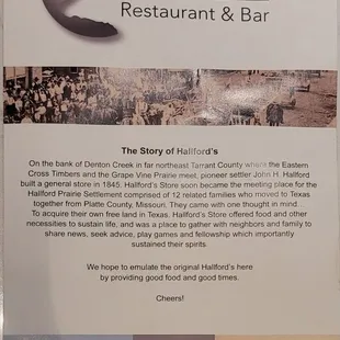 Front of menu
