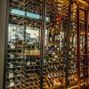 a display of wine bottles