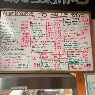 Current menu with prices as of 11/10/22