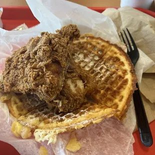 3 piece dark chicken and waffle