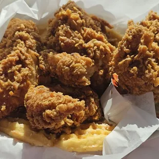 a basket of fried chicken