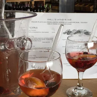 White Sangria and menu.