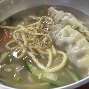 Dumplings and noodles.