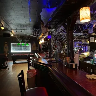 Bar area dressed up for Halloween