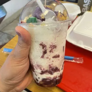 Halo-Halo ice cream, Ube jam, coconut, beans