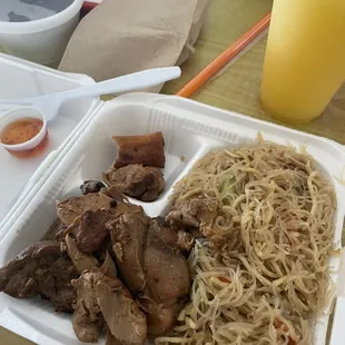 Chicken Adobo Pancit Pineapple slush
