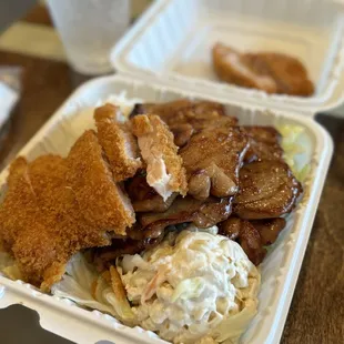C2. BBQ Beef and Chicken Katsu Combo Plate