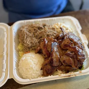 12. Kalua Pork and BBQ Chicken Combo Plate