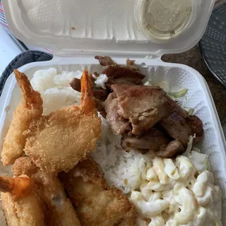 13. Seafood and BBQ Chicken Combo Plate