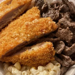 C2. BBQ Beef and Chicken Katsu Combo Plate
