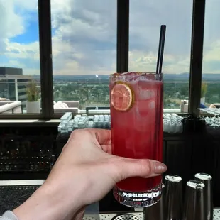 We started with cocktails. The Tequila Mockingbird was made with espolon blanco tequila, marigold, hibiscus, lime, &amp; soda.
