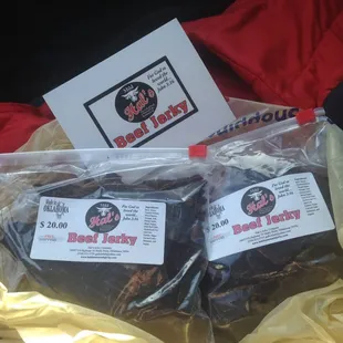 Two 1/2 pound bags of jerky coming right up! And the seasonings are fantastic too! #omnomnom