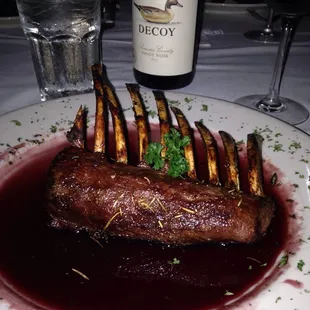 Lamb Chops with Wine and Mint Reduction.