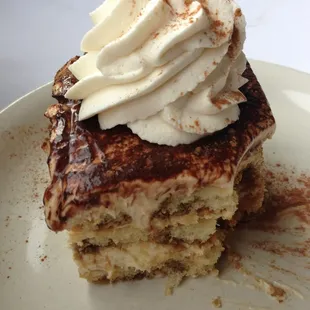 Homemade tiramisu with fresh hazelnut whipped cream