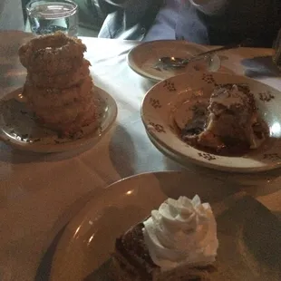 Bourbon Bread Pudding, Tiramisu and Onion Rings...salty crunch from the onion rings went nicely with the sweet bourbon sauce!