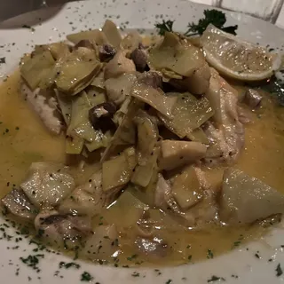 Snapper with Artichokes and Mushrooms