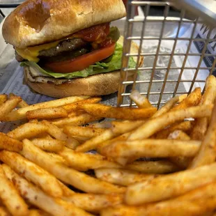 Mexican (Spicy) Burger with fries