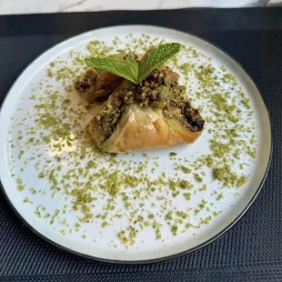 Sobiyet Dessert with Pistachio and Clotted Cream