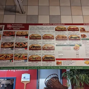 the menu of the restaurant