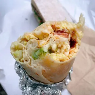 Inside look at the Meaty Breakfast Burrito