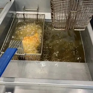 a deep fryer being cooked