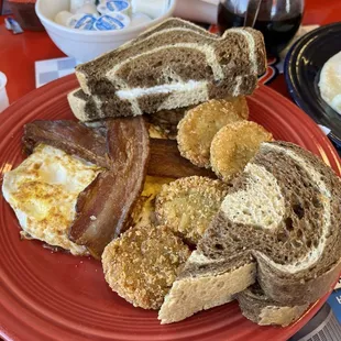 Steak and Eggs, Pancake, Home Fries