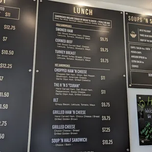 Lunch menu