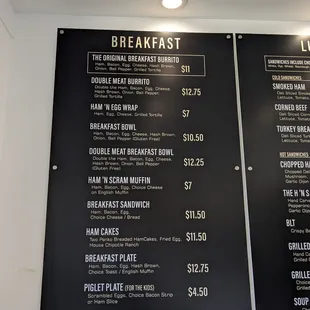 Breakfast menu