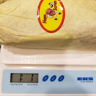 Weight of The Original Breakfast Burrito.