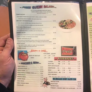 the menu of the restaurant