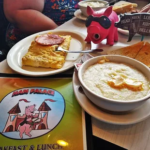 a plate of breakfast and lunch