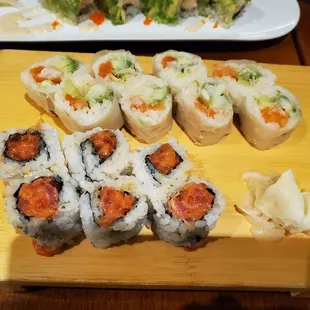 Spicy Tuna and Salmon Yuzu with Asparagus