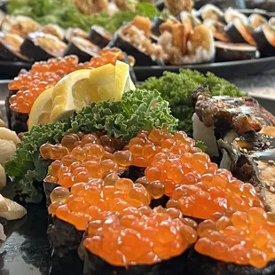 a variety of different types of sushi