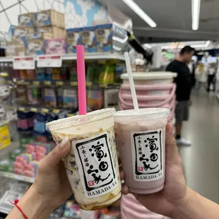 coffee jelly tea and strawberry au lait