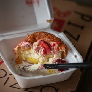 Strawberry Cheesecake Danish. Half eaten. 5/5