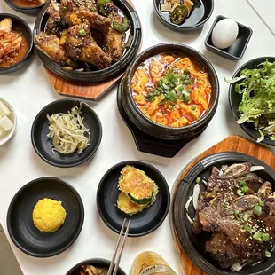 a table full of food