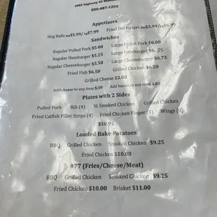 menu