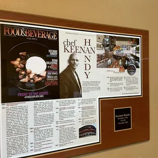 he menu of the restaurant