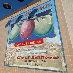 Bellflower Apples mural. This is on the exterior of their building